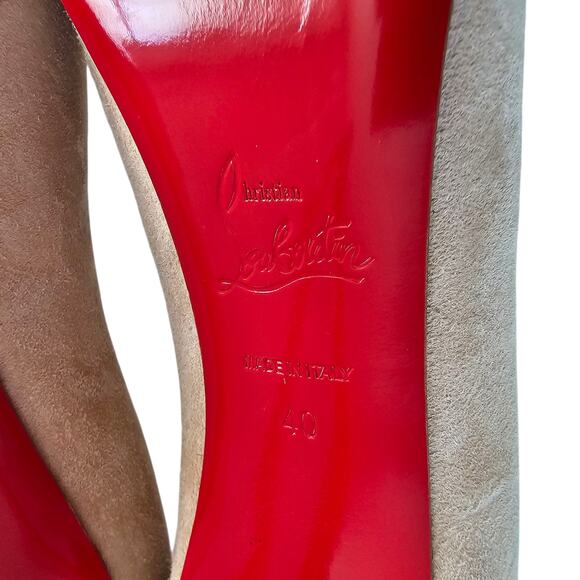 Christian Louboutin Decoltish 100 High Heel Pump Size 40 US 10 Beige Tan Suede - Picture 7 of 10